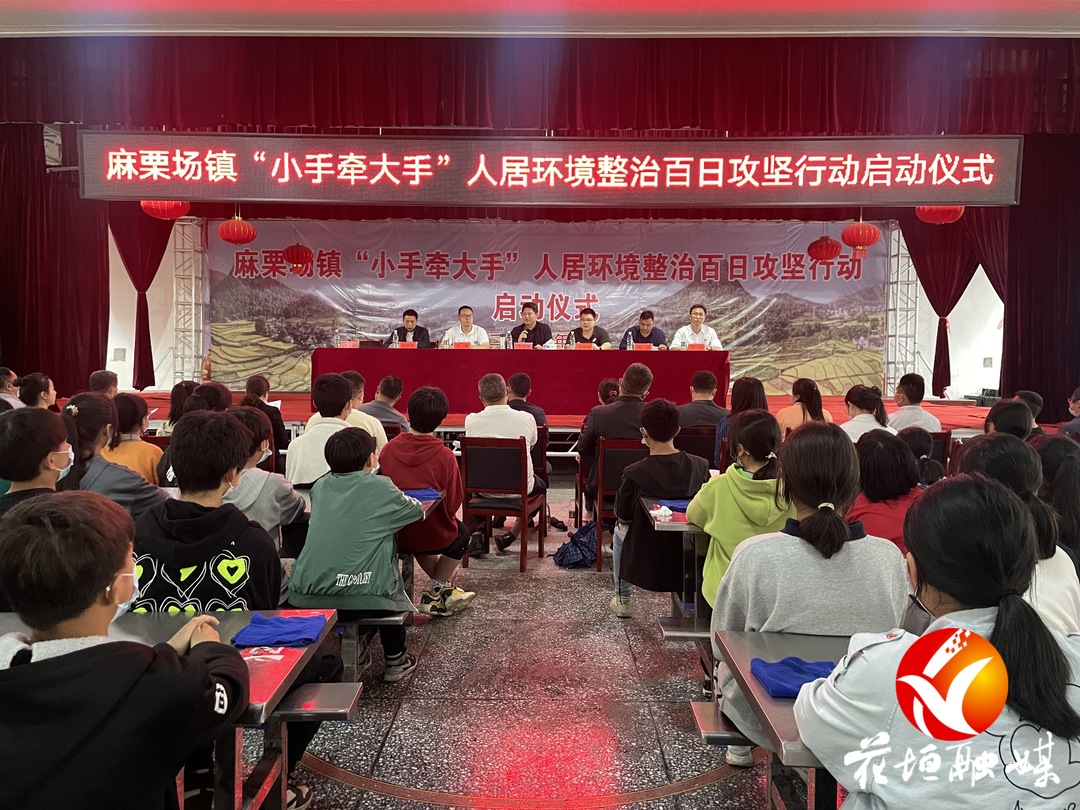 麻栗场镇“小手牵大手”人居环境整治百日攻坚行动正式启动